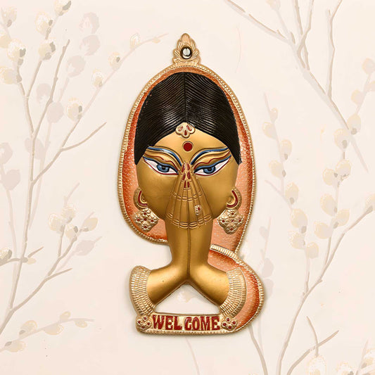 eCraftIndia Welcome Lady Metal Colorful Wall Hanging — product image