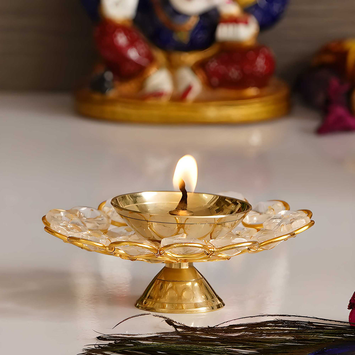 eCraftIndia Bowl Shape Crystal Tea Light Holder - Large — product image