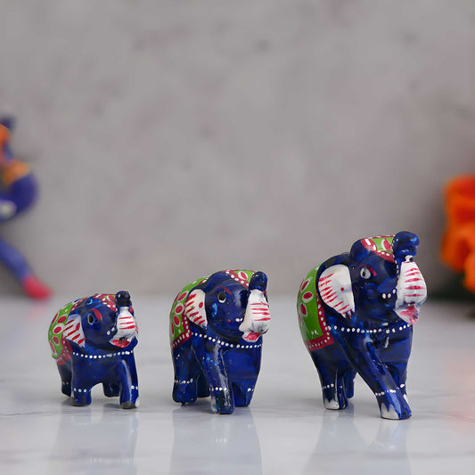 Set of 3 Multicolor Elephant Statues Animal Figurines Decorative Showpieces — product image