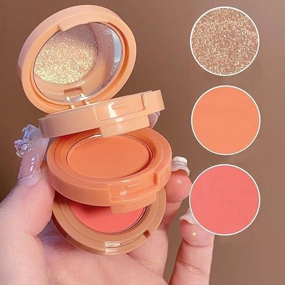 3 in 1 Face Blusher + Highlighter with Mini Compact Travel Friendly Palette — product image 1