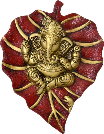 eCraftIndia Lord Ganesha on Red Leaf — product image