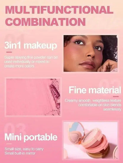 3 in 1 Face Blusher + Highlighter with Mini Compact Travel Friendly Palette — product image 7