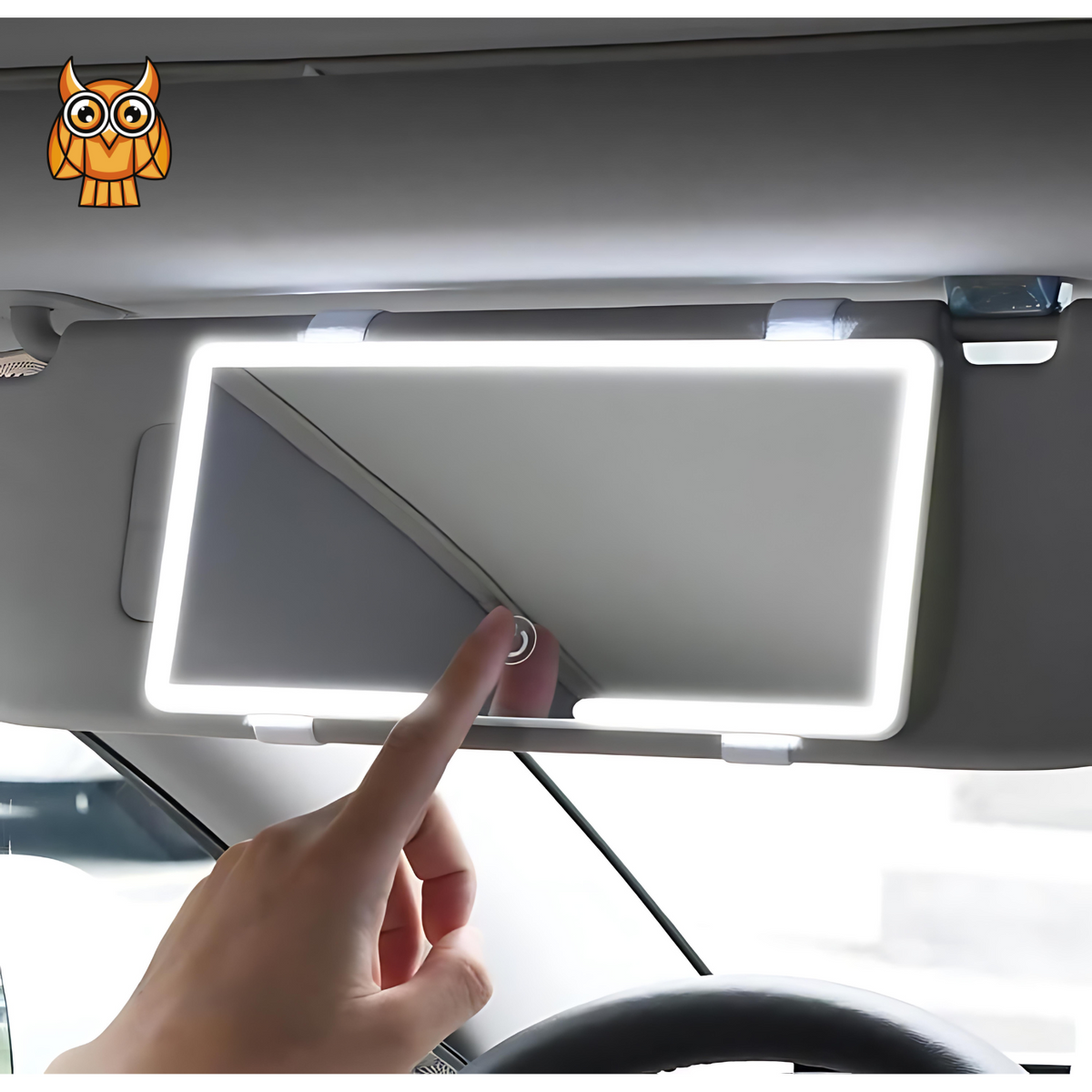 QuirkMart Rechargeable Car Makeup Mirror with LED Lights — product image